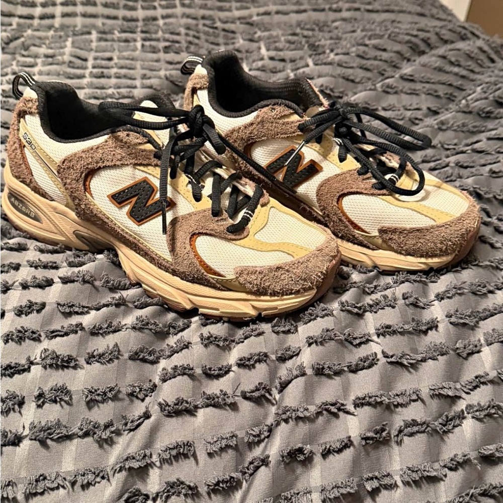 New Balance Tan and White Athletic Shoes